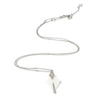 18k White Gold Diamond + White Ceramic Pendant Necklace // 16" // New
