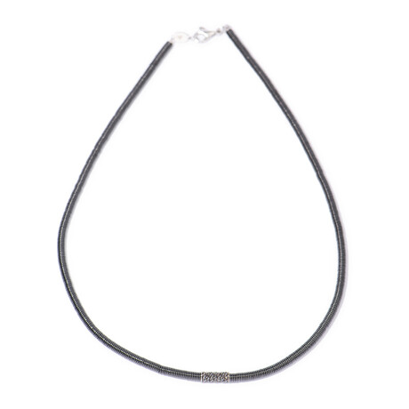 18k Black Gold + 18k White Gold Diamond + Black Ceramic Bead Choker Necklace // 16" // New