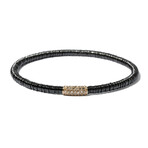 18k Yellow Gold Diamond + Black Ceramic Bead Bracelet // 7" // New