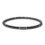 18k Rose Gold Diamond + Black Ceramic Bead Bracelet // 7" // New