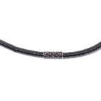 18k Black Gold + 18k White Gold Diamond + Black Ceramic Bead Choker Necklace // 16" // New