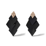 18k Rose Gold Diamond + Black Ceramic Layered Earrings // New