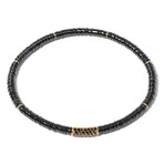 18k Rose Gold Diamond + Black Ceramic Bead Bracelet // 7" // New