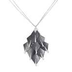 18k White Gold Diamond + Black Ceramic Chandelier Necklace // 16" // New