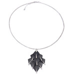 18k White Gold Diamond + Black Ceramic Chandelier Necklace // 16" // New