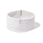 18k Black Gold Diamond + White Ceramic Wide Cuff Stretch Bracelet I // 7.5" // New