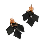 18k Rose Gold Diamond + Black Ceramic Layered Earrings // New