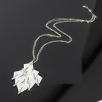 18k White Gold Diamond + White Ceramic Chandelier Necklace // 16" // New