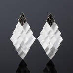 18k White Gold Diamond + White Ceramic Chandelier Earrings II // New