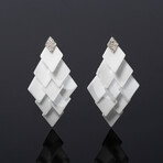 18k White Gold Diamond + White Ceramic Chandelier Earrings // New