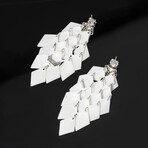 18k White Gold Diamond + White Ceramic Chandelier Earrings II // New