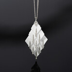 18k White Gold Diamond + White Ceramic Chandelier Necklace // 16" // New