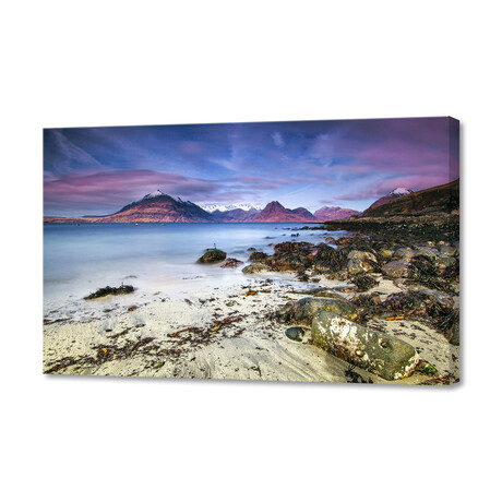 Beach Scene // Mountains, Water, Rocks - Isle Of Skye, UK (8"H x 12"W x 0.75"D)