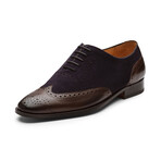 Wingtip Oxford // Dark Brown + Navy Suede (US: 8)