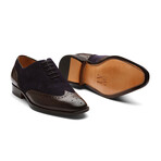 Wingtip Oxford // Dark Brown + Navy Suede (US: 8)