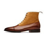 Two Tone Balmoral Leather Boot // Brown + Camel Suede (US: 7)