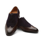 Wingtip Oxford // Dark Brown + Navy Suede (US: 7)