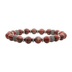 Rainbow Jasper Stone + Oxidized Beaded Bracelet // Red + Copper