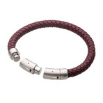 Genuine Leather Bracelet // Burgundy