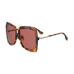 Women's Oversized Square Sunglasses // Brown Havana Yellow + Pink