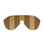 Women's Geometric Shield Sunglasses // Gold Brown + Mirror