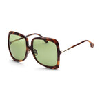 Women's Oversized Square Sunglasses // Dark Havana + Green
