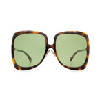 Women's Oversized Square Sunglasses // Dark Havana + Green