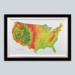 United States 3D Raised Relief Map // Warm