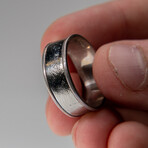 Genuine Polished Muonionalusta Meteorite Ring // Size 9