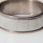 Genuine Polished Muonionalusta Meteorite Ring // Size 9
