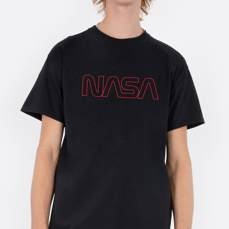 NASA Worm Red Outline T-Shirt // Black (Small)