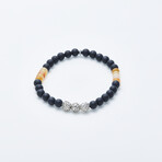 Delle Arte // Onyx + Cornelian Stretch Bracelet // Multicolor