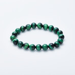 Jean Claude Jewelry // Tanzanian Dyed Tiger Eye Beaded Bracelet // Green