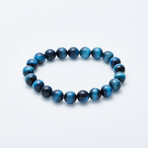 Jean Claude Jewelry // Tanzanian Dyed Tiger Eye Beaded Bracelet // Ocean Blue