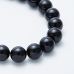 Jean Claude Jewelry // Shiny Onyx Bead Bracelet // Black + Silver | length8-8.5 "  Width: 10.01mm