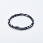 Jean Claude Jewelry // Stainless Steel + Leather Bracelet // Black + Silver