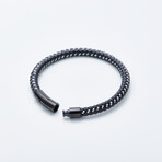 Jean Claude Jewelry // Stainless Steel + Leather Bracelet // Black + Silver