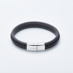 Jean Claude Jewelry // Stitched Leather Closure Bracelet // Dark Brown