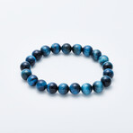 Jean Claude Jewelry // Tanzanian Dyed Tiger Eye Beaded Bracelet // Ocean Blue
