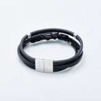 Dell Arte // Feather Charm Wrap Bracelet // Black + Silver