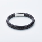 Jean Claude Jewelry // Stitched Leather Closure Bracelet // Dark Brown