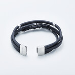 Dell Arte // Feather Charm Wrap Bracelet // Black + Silver