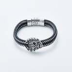 Dell Arte // Ancient Mask Charm Bracelet // Black + Silver