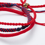 Jean Claude Jewelry // Handmade Tibetan Bracelet // Set of 3 // Red + Navy