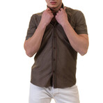 Short Sleeve Button-Up Shirt // Army Green + Burgundy (M)