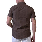 Short Sleeve Button-Up Shirt // Army Green + Burgundy (S)