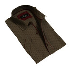 Short Sleeve Button-Up Shirt // Army Green + Burgundy (5XL)