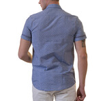 Short Sleeve Button Down Shirt // Blue + Burgundy (L)