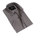 European Premium Quality Short Sleeve Shirt // Black & White Checkers (L)
