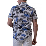 European Premium Quality Short Sleeve Shirt // White + Black and Blue Forest (5XL)